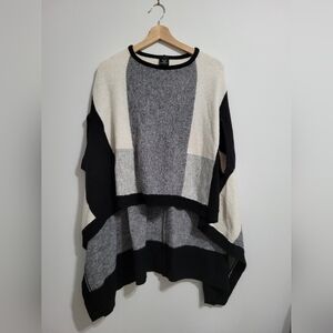 Italian Poncho Black and Gray Sweater